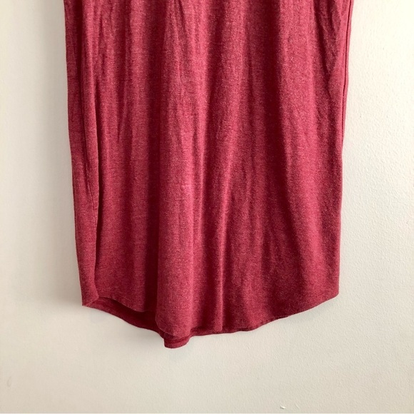 Garage Casual Short Sleeve Scoop Neck Relaxed Tee Shirt Mini Dress Red Maroon - Picture 3 of 9